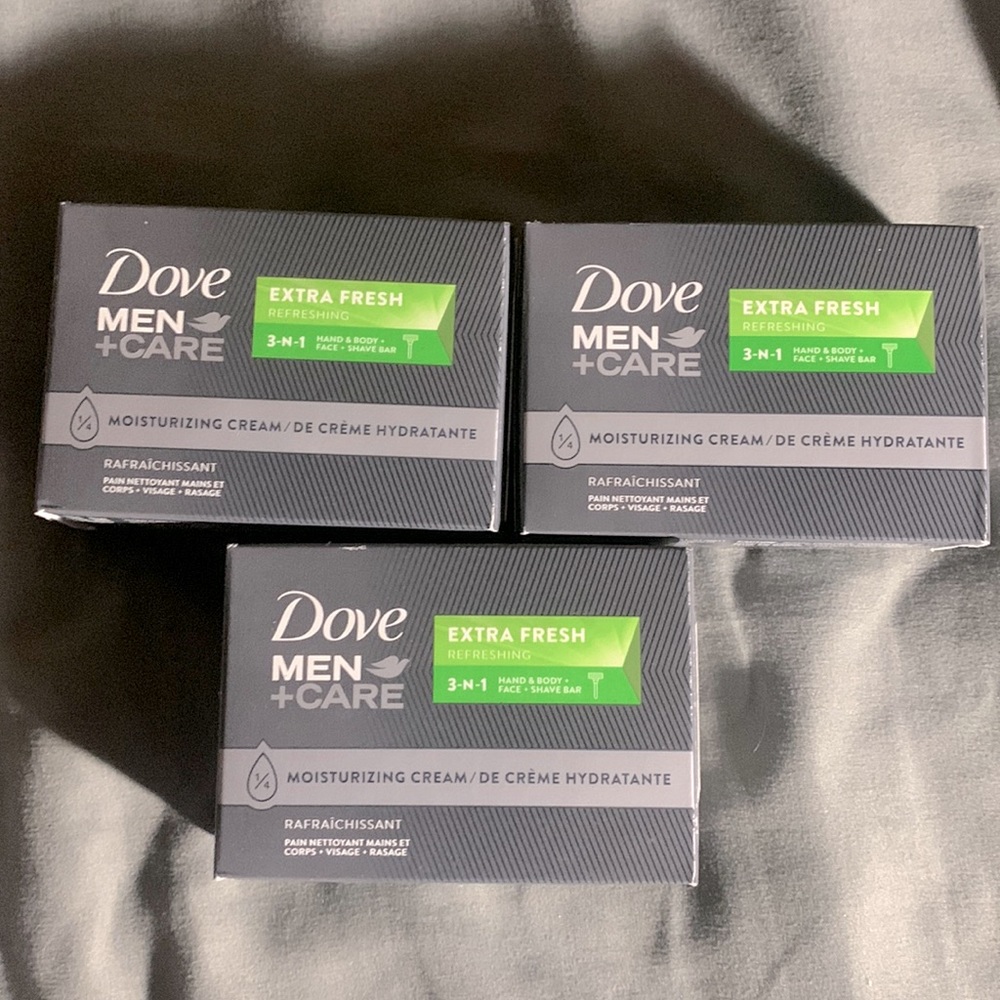 3 pack Dove Men+Care Extra Fresh 3 in 1 Soap Moisturizing Cream Bars